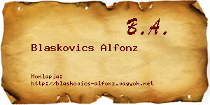 Blaskovics Alfonz névjegykártya